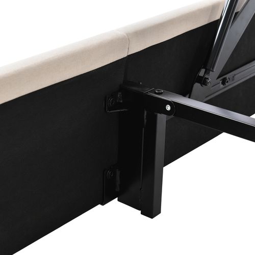 Lit Coffre 160x200 Cm - Lit Double Rembourré Beige Avec Sommier à Lattes - Lin