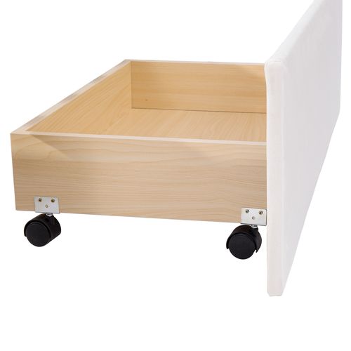 Lit Double 140x200 Cm - Avec 4 Tiroirs, Lit Confortable En Velours, Tête De Lit Rembourrée, Beige