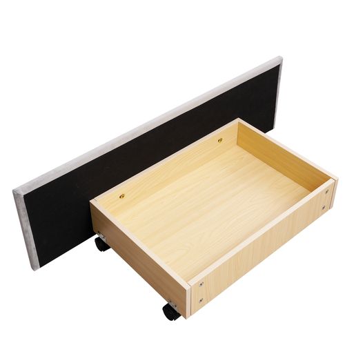 Lit Double 140x200 Cm - Avec 4 Tiroirs, Lit Confortable En Velours, Tête De Lit Rembourrée, Gris