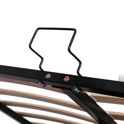 Lit Coffre 140x200 Cm Double Avec Tête Capitonnée Réglable, Sommier Métal à Lattes, Velours Blanc