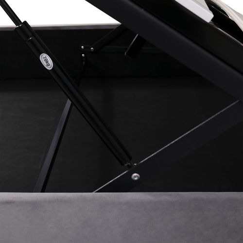 Lit Coffre 140x200 Cm Double Avec Tête Capitonnée Réglable, Sommier Métal à Lattes, Velours Gris