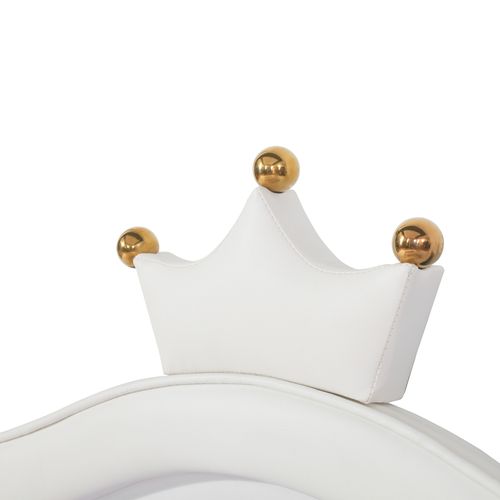 Lit Enfant 140x200 Cm - Lit Double Capitonné Avec LED, Cadre Simili Cuir En Forme Couronne, Blanc