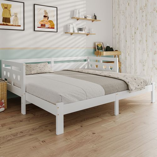 Lit Gigogne 90 X 200 Cm - Lit Banquette Avec 2e Couchage - Pin Massif Et Mdf - Blanc