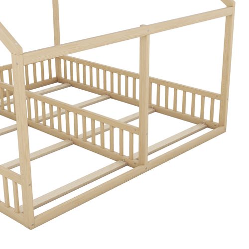 Lit Cabane 90 X 200 Cm - Lit Enfant Avec Structure En Pin - Naturel