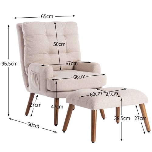 Fauteuils Mousse, Avec Dossier Réglable 5 Positions Et Repose-pieds - Beige