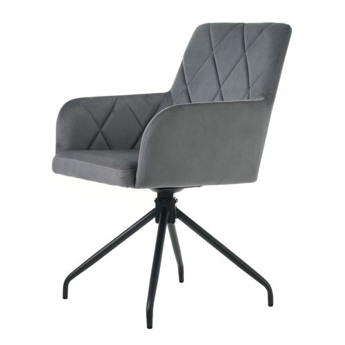 Chaises Lot De 4 Pivotante 360°, Accoudoirs, Assise Velours Rembourrée, Pieds Métal, Gris Foncé
