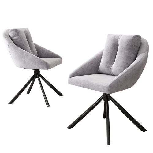 Chaises Lot De 2 Salle à Manger Pivotante En Velours Avec Dossier Ergonomique Et Coussins, Gris
