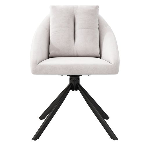 Chaises Lot De 2 Pivotante Ergonomique Avec Dossiers Rembourrés Et Structure Métal, Velours Beige