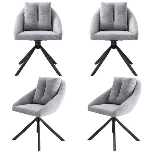 Chaises Lot De 4 Salle à Manger Pivotante En Velours Avec Dossier Ergonomique Et Coussins, Gris