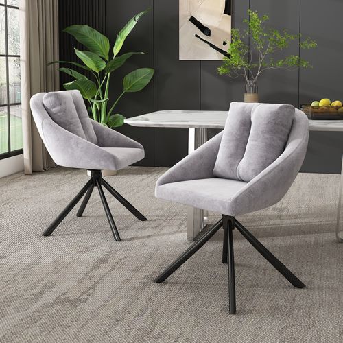 Chaises Lot De 6 Salle à Manger Pivotante En Velours Avec Dossier Ergonomique Et Coussins, Gris