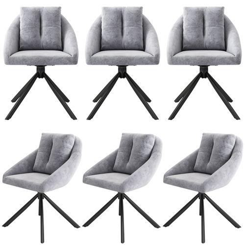 Chaises Lot De 6 Salle à Manger Pivotante En Velours Avec Dossier Ergonomique Et Coussins, Gris