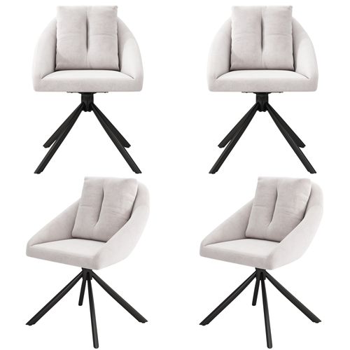 Chaises Lot De 4 Pivotante Ergonomique Avec Dossiers Rembourrés Et Structure Métal, Velours Beige
