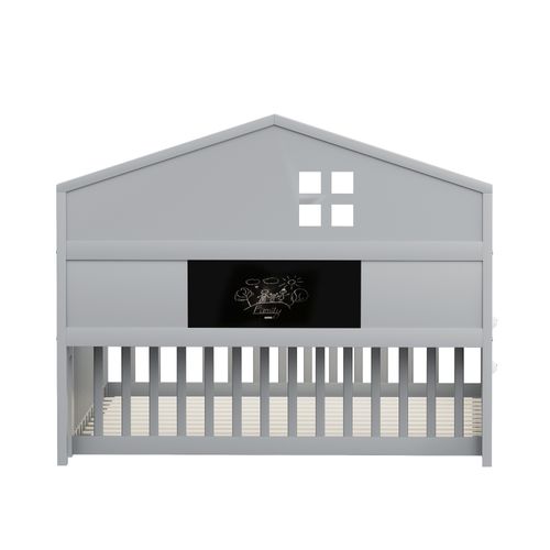 Lit Enfant 140x200 Cm - Barrières Et Rangement, Lit Avec Protection Mdf Et Pin, Gris