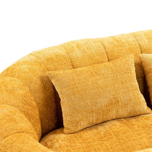 Canapé Lounge 2 Places Avec Coussins En Tissu Chenille, Sans Montage, Mousse, Jaune