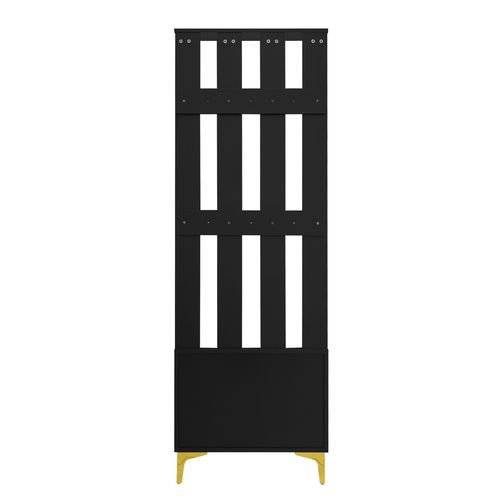 Meuble D’entrée, Banc, Patères, Compartiment à Chaussures, Moderne, Panneau De Particules, Noir