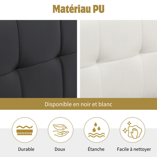 Lit Coffre 90x200 Cm - Lit Simple Capitonné Avec Tête De Lit Et Rangement Caché - Pu - Blanc
