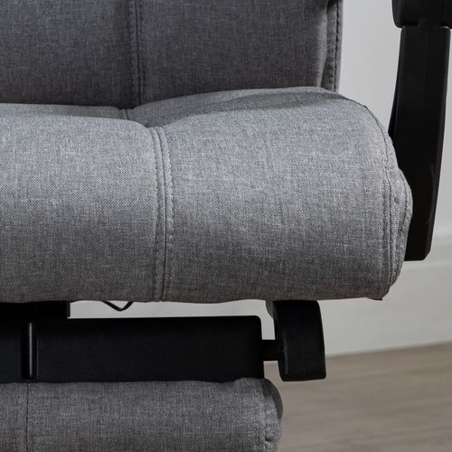 Fauteuil De Bureau Ergonomique Avec Repose-pieds Et Dossier Haut, Massant Et Chauffant - Acier Gris
