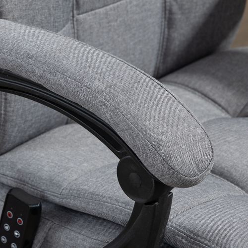 Fauteuil De Bureau Ergonomique Avec Repose-pieds Et Dossier Haut, Massant Et Chauffant - Acier Gris