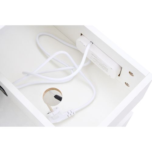 Table Basse Salon, Plateau Relevable, LED, Rangement Intégré, Panneau De Particules, Blanc.