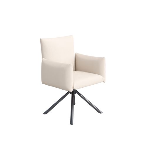 Chaises Lot De 6 Pivotantes 360° Avec Accoudoirs Et Soutien Lombaire, Lin Et Métal, Beige