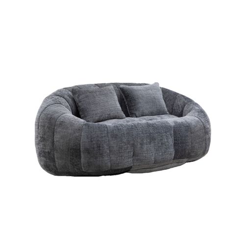 Canapé Lounge 2 Places Avec Coussins En Tissu Chenille, Sans Montage, Mousse, Gris