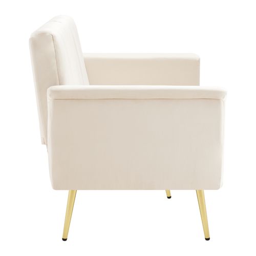 Canapé-lit Convertible 2 Places, Dossier Réglable, Pieds D’appoint Intégrés, Velours, Beige