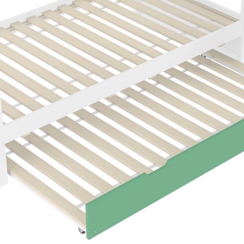 Lit Superposé 90x200 Cm - Lit Avec Rutsche Et Lit Escamotable - Mdf Et Pin - Vert