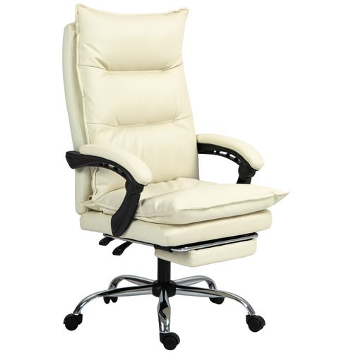Fauteuil De Bureau Ergonomique - Inclinable 155° Avec Repose-pieds Et Appui-tête, Similicuir, Beige