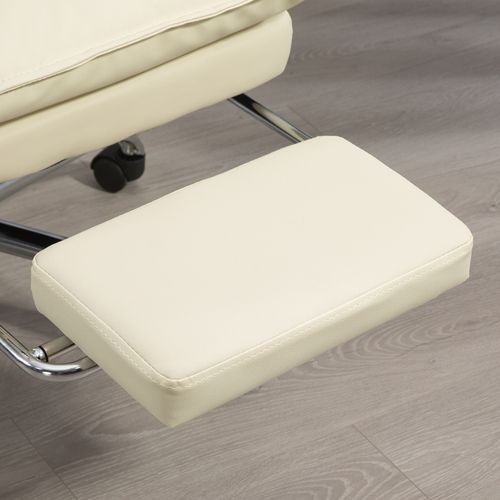 Fauteuil De Bureau Ergonomique - Inclinable 155° Avec Repose-pieds Et Appui-tête, Similicuir, Beige