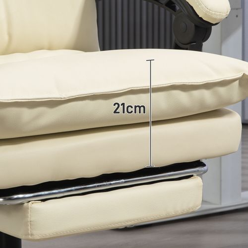 Fauteuil De Bureau Ergonomique - Inclinable 155° Avec Repose-pieds Et Appui-tête, Similicuir, Beige