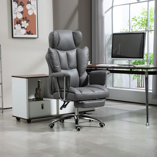 Fauteuil De Bureau Inclinable Pivotant Avec Repose-pieds, Rembourré, 120 kg - Gris Foncé