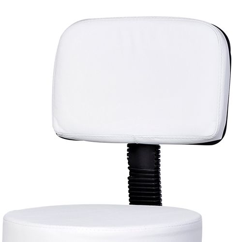 Tabouret De Travail Pivotant Réglable Avec Dossier Et Roulettes - Similicuir Blanc