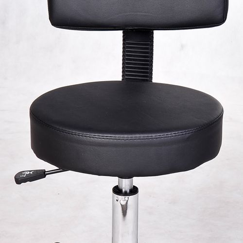 Tabouret De Travail Pivotant Réglable Pour Coiffure, Ergonomique Avec Roulettes - Similicuir Noir