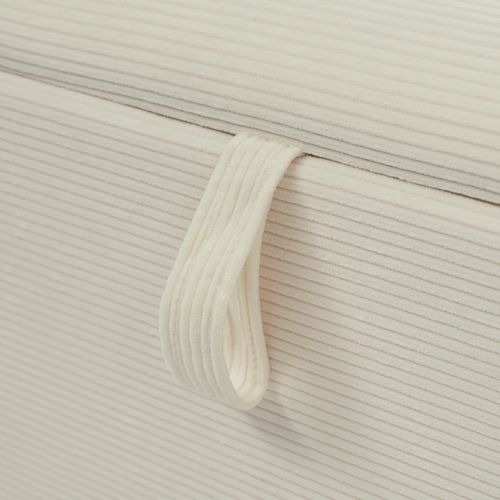 Banc De Lit Avec Coffre Hydraulique, Velours Côtelé, Bois  Et Mdf, Beige