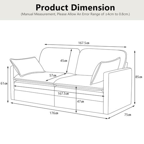 Canapé 2 Places Moderne Pour Salon/chambre, Assise Confortable, Cadre Bois, Velours Côtelé Gris