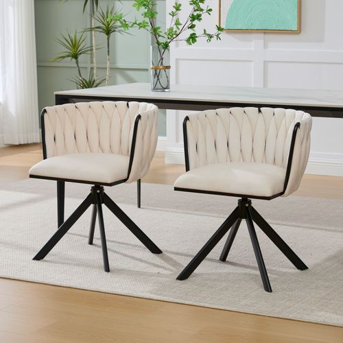 Chaise De Fauteuil 1 Place Moderne,rotation 180°, Assise Confortable, Pieds Métal, Velours Ivoire