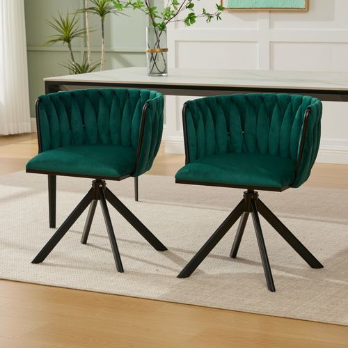 Chaise De Fauteuil 1 Place Moderne, Rotation 180°, Confortable, Pieds Métal, Velours Émeraude