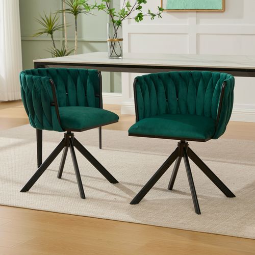 Chaise De Fauteuil 1 Place Moderne, Rotation 180°, Confortable, Pieds Métal, Velours Émeraude