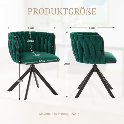 Chaise De Fauteuil 1 Place Moderne, Rotation 180°, Confortable, Pieds Métal, Velours Émeraude