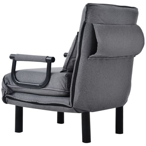 Fauteuil Pliant - Chaise Relax Avec Accoudoirs Et Dossier Confortable, Lin Gris, 66 X 56 X 83 Cm