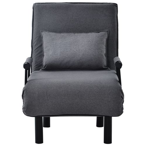Fauteuil Pliant - Chaise Relax Avec Accoudoirs Et Dossier Confortable, Lin Gris, 66 X 56 X 83 Cm