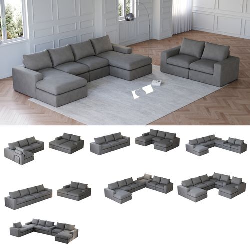 Canapé D’angle 3 Places En L, Méridienne Et 3 Coussins, Sans Assemblage, Velours Côtelé Gris Foncé