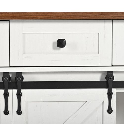 Table De Bar – Extensible Avec 2 Portes Coulissantes, 3 Tiroirs, Roulettes, Métal/mdf, Beige