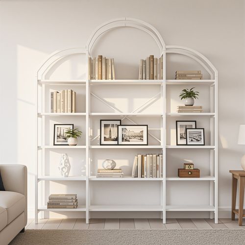 Buffet De Cuisine Bar Avec 2 Portes, 3 Tiroirs, Étagères Réglables Et LED Intégré - Blanc Brillant