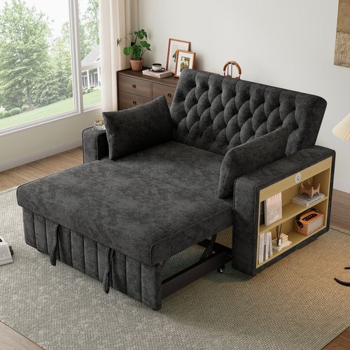 Canapé-lit Multifonction Moderne Avec Rangement, Coussins, USB Et Porte Boissons Integre 98074632