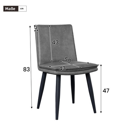 Chaise Salle à Manger Pu Gris - Lot De 4, Design Moderne Avec Rembourrage Double Couche Confortable