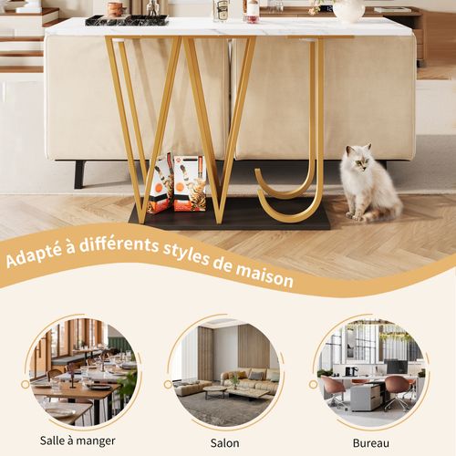 Buffet De Cuisine Bar Avec 2 Portes, 3 Tiroirs, Étagères Réglables Et LED Intégré - Blanc Brillant