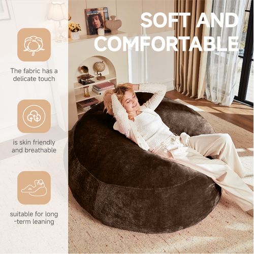 Fauteuil Poire Ergonomique, Bean Bag En Éponge Multi-usage, Housse Lavable - Marron Foncé