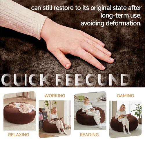 Fauteuil Poire Ergonomique, Bean Bag En Éponge Multi-usage, Housse Lavable - Marron Foncé