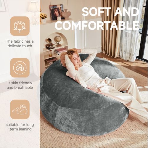 Fauteuil Poire , Bean Bag En Éponge, Housse Lavable - Gris